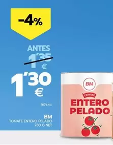 Oferta de Bm - Tomate Entero Pelado por 1,3€ en BM Supermercados