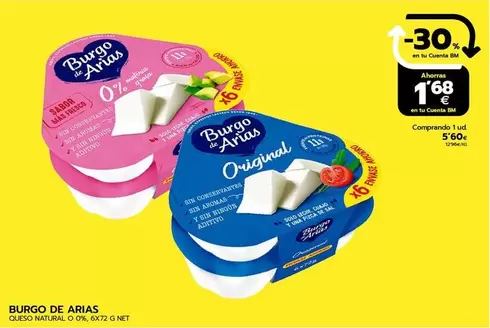 Oferta de Burgo De Arias - Queso Natural O 0% por 5,6€ en BM Supermercados