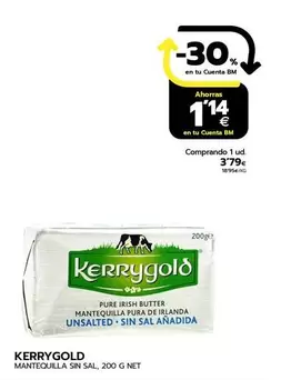 Oferta de Kerrygold - Mantequilla Sin Sal por 3,79€ en BM Supermercados