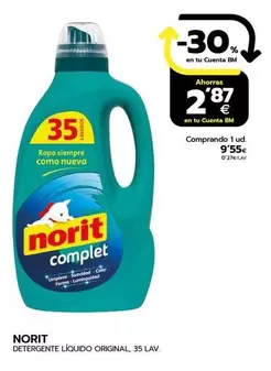 Oferta de Norit - Detergente Líquido Original por 9,55€ en BM Supermercados