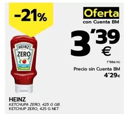 Oferta de Heinz - Ketchup Zero por 4,29€ en BM Supermercados