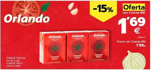 Oferta de Orlando - Tomate Frito por 1,99€ en BM Supermercados