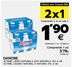 Oferta de Danone - Actimel Liquido Natural O Natural 0% por 3,79€ en BM Supermercados