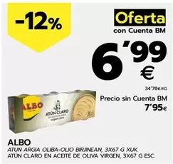 Oferta de Albo - Atún Claro En Aceite De Oliva Virgen por 7,95€ en BM Supermercados