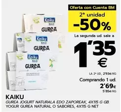 Oferta de Kaiku - Yogurt Gurea Natural O Sabores por 2,69€ en BM Supermercados