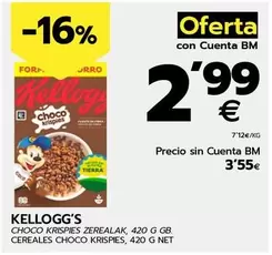 Oferta de Kellogg's - Cereales Choco Krispies por 3,55€ en BM Supermercados