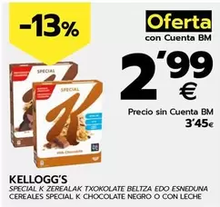 Oferta de Kellogg's - Cereales Special K Chocolate Negro O Con Leche por 3,45€ en BM Supermercados