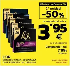 Oferta de L'or - Cafe Espresso, 20 Cápsulas por 7,89€ en BM Supermercados