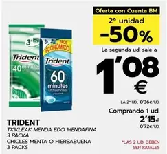 Oferta de Trident - Txikleak Menda Edo Mendafina por 2,15€ en BM Supermercados