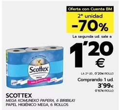 Oferta de Scottex - Papel Higienico Mega por 3,99€ en BM Supermercados