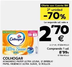 Oferta de Colhogar - Papel Higiénico Ultra Suave por 8,99€ en BM Supermercados