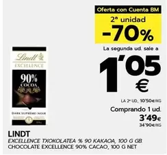 Oferta de Lindt - Chocolate Excellence 90% Cacao por 3,49€ en BM Supermercados