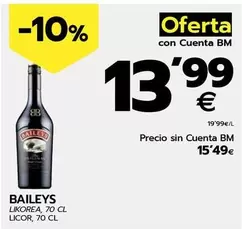 Oferta de Baileys - Licor por 15,49€ en BM Supermercados