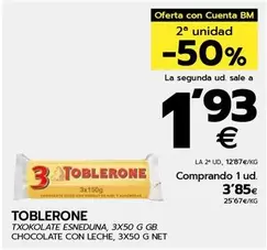 Oferta de Toblerone - Chocolate Con Leche por 3,85€ en BM Supermercados