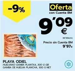 Oferta de Playa Odiel - Gamba De Huelva Plancha por 9,97€ en BM Supermercados