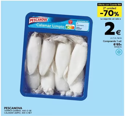 Oferta de Pescanova - Calamar Limpio por 6,65€ en BM Supermercados