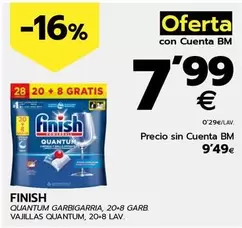 Oferta de Finish - Quantum Garbigarria, 20+8 Garb Vajillas Quantum, 20+8 Lav por 7,99€ en BM Supermercados