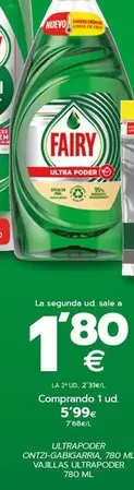 Oferta de Fairy - Vajillas Ultrapoder por 5,99€ en BM Supermercados