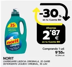 Oferta de Norit - Detergente Liquido Original por 9,55€ en BM Supermercados