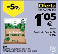 Oferta de Bm - Espinacas En Porciones por 1,1€ en BM Supermercados