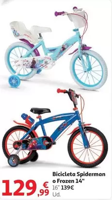 Oferta de Spiderman - Bicicleta  O Frozen 14 por 129,99€ en Alcampo