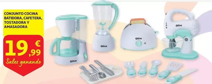 Oferta de Qilive - Conjunto Cocina Batidora Cafetera Tostadora Y Almacorado por 19,99€ en Alcampo