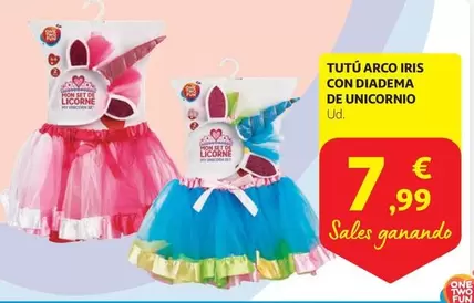 Oferta de One - Tutu Arco Iris Con Diadema De Unicornio por 7,99€ en Alcampo