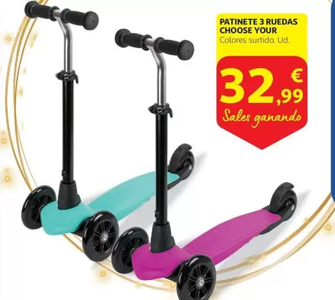 Oferta de Choose Your - Patinete 3 Ruedas por 32,99€ en Alcampo