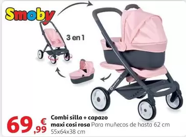 Oferta de Smoby - Combi Silla + Capazo Maxi Cosi Rosa por 69,99€ en Alcampo