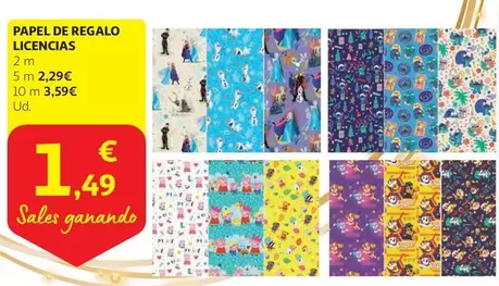 Oferta de Licensias - Papel De Regalo por 1,49€ en Alcampo