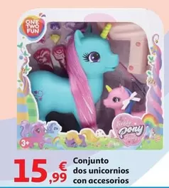 Oferta de One Two Fun - Conjunto Dos Unicornios Con Accesorios por 15,99€ en Alcampo