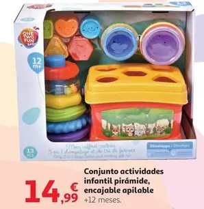 Oferta de One Two Fun - Conjunto Actividades Infantil Piramide, Encajable Apilable por 14,99€ en Alcampo