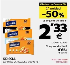 Oferta de Krissia - Barritas  por 4,65€ en BM Supermercados