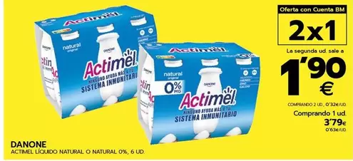 Oferta de Danone - Actimel Liquido Natural O Natural 0% por 3,79€ en BM Supermercados