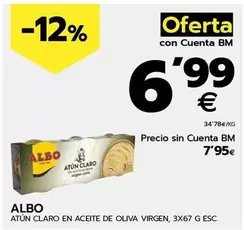 Oferta de Albo - Atún Claro En Aceite De Oliva Virgen por 7,95€ en BM Supermercados