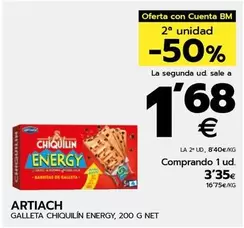 Oferta de Artiach - Galleta Chiquilín Energy por 3,35€ en BM Supermercados