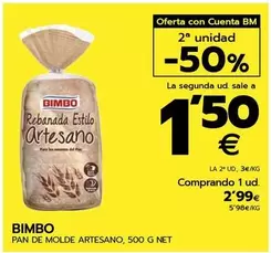 Oferta de Bimbo - Pan De Molde Artesano por 2,99€ en BM Supermercados