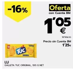 Oferta de Lu - Galleta Tuc Original, 100 G Net por 1,25€ en BM Supermercados