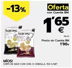 Oferta de Mios! - Chips De Maiz Con Chia O Cebolla por 1,9€ en BM Supermercados