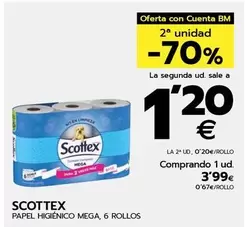 Oferta de Scottex - Papel Higienico Mega por 3,99€ en BM Supermercados