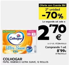 Oferta de Colhogar - Papel Higiénico Ultra Suave por 8,99€ en BM Supermercados