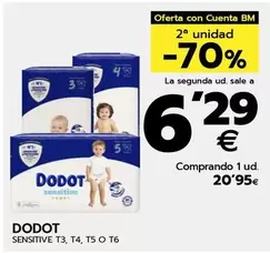 Oferta de Dodot - Sensitive T3, T4, T5 O T6 por 20,95€ en BM Supermercados