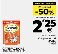 Oferta de Catisfactions - Gatos Pollo por 4,49€ en BM Supermercados