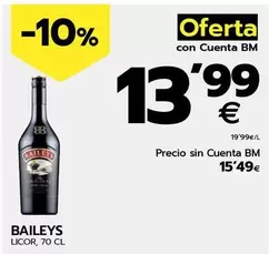 Oferta de Baileys - Licor por 15,49€ en BM Supermercados