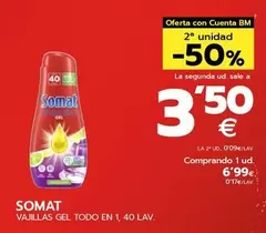 Oferta de Somat - Vajillas Gel Todo En 1 por 6,99€ en BM Supermercados