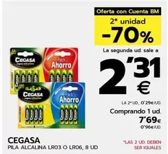 Oferta de Cegasa - Pila Alcalina LR03 O LR06 por 7,69€ en BM Supermercados