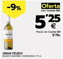 Oferta de Gran Feudo - Blanco Navarra Chardonnay por 5,79€ en BM Supermercados