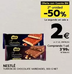 Oferta de Nestlé - Turron De Chocolate por 3,99€ en BM Supermercados