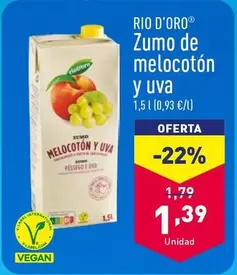 Oferta de Rio d'Oro - Zumo De Melocoton Y Uva por 1,39€ en ALDI