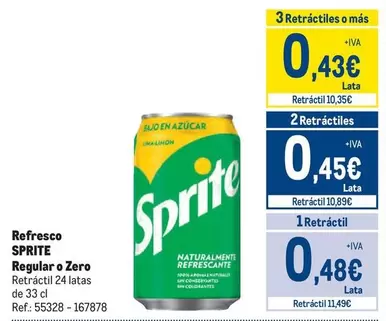 Oferta de Sprite - Refresco Regular O Zero por 0,48€ en Makro